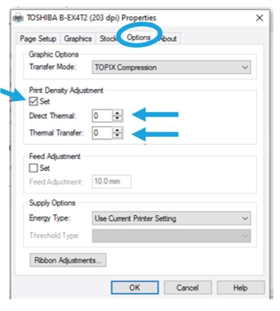 changing label printer density instructions